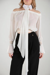 Elisabetta Franchi Camicia Donna cropped in chiffon