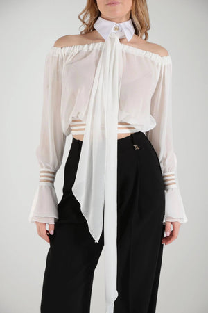Elisabetta Franchi Camicia Donna cropped in chiffon