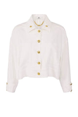 Elisabetta Franchi Giacca Donna in gabardina con bottoni gioiello