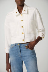 Elisabetta Franchi Giacca Donna in gabardina con bottoni gioiello