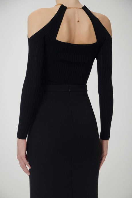 Elisabetta Franchi Maglia Donna scollo americano con dettaglio gioiello