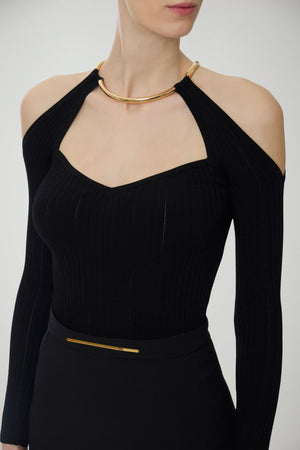 Elisabetta Franchi Maglia Donna scollo americano con dettaglio gioiello