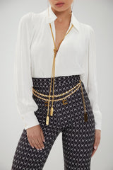 Blusa da donna Elisabetta Franchi con catena e charms fronte 1