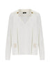 Blusa ELisabetta Franchi con scollo a V e sciarpa logata fronte