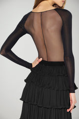 Elisabetta Franchi Body Donna in jersey stretch e tulle