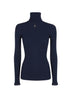 Elisabetta Franchi Dolcevita Donna a costine con placca logo / Blu Notte