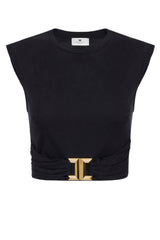 Elisabetta Franchi Women's Sleeveless T-Shirt with Jewel
