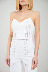 Top Donna Elisabetta Franchi con laccetti fronte 1