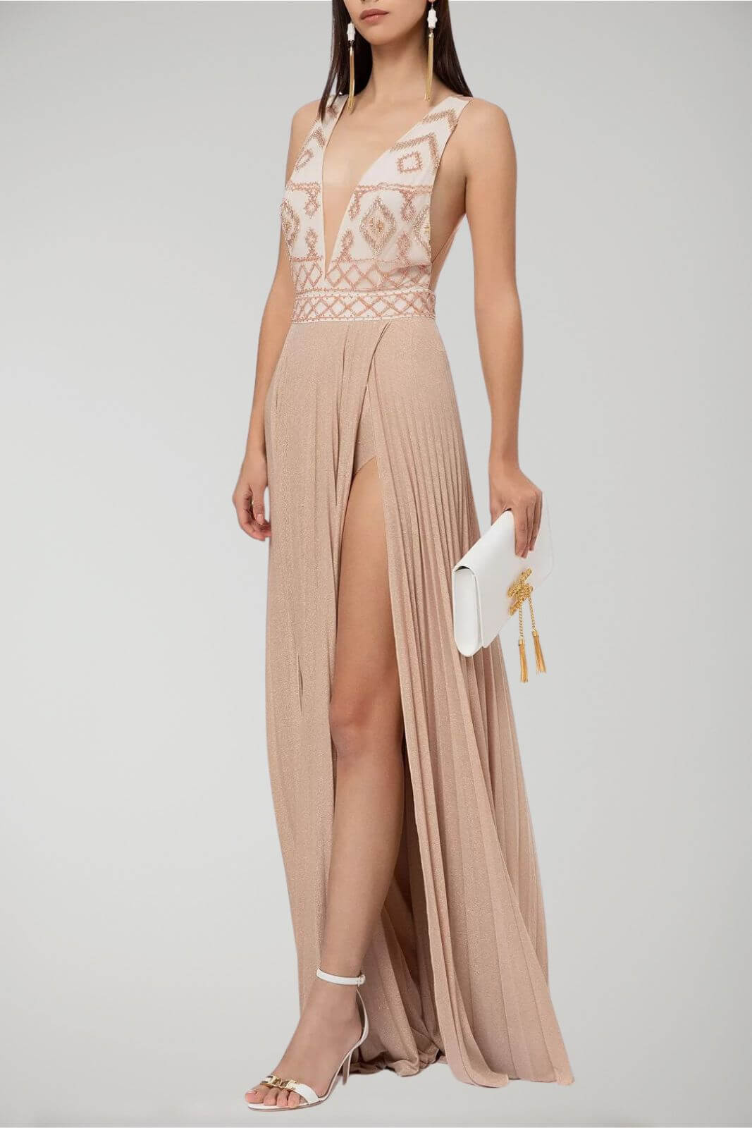 Abito da donna Elisabetta Franchi con ricamo e lurex fronte 1