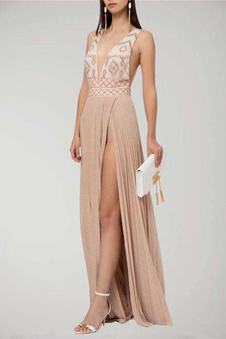 Abito da donna Elisabetta Franchi con ricamo e lurex fronte 1