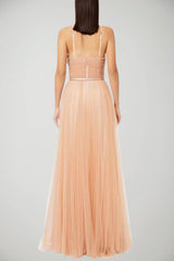 Abito lungo da donna Elisabetta Franchi in tulle con cintura