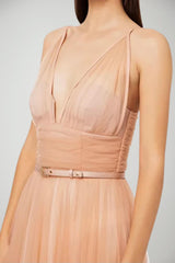 Abito lungo da donna Elisabetta Franchi in tulle con cintura