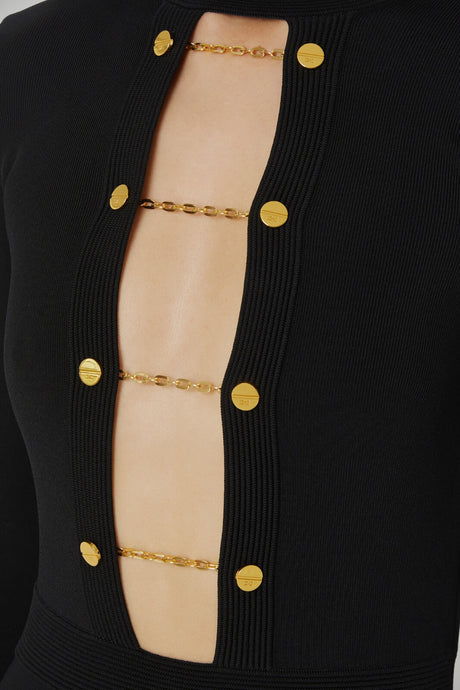 Abito da donna in viscosa Elisabetta Franchi lungo con gemelli dettaglio scollo