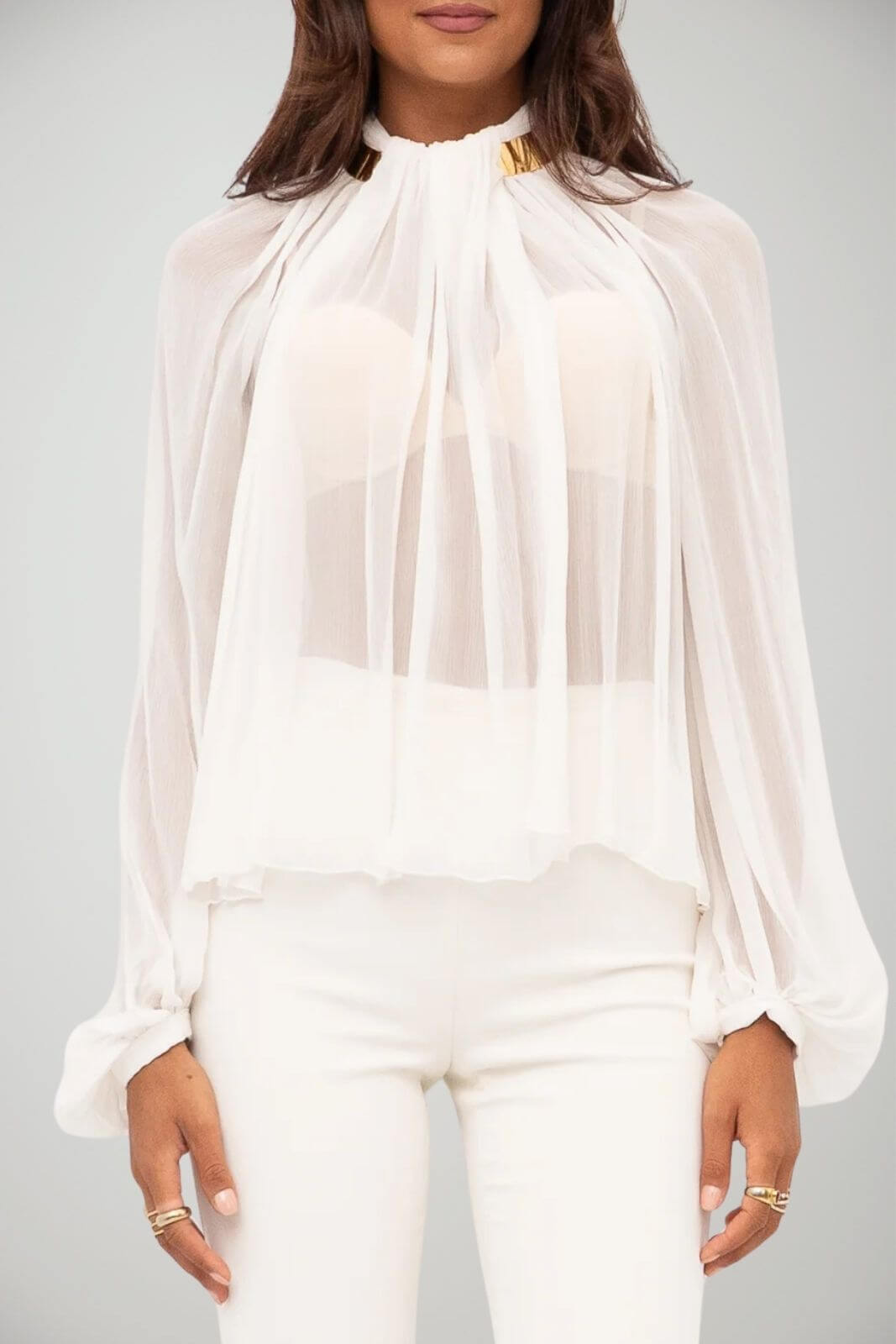 Elisabetta Franchi Blusa Donna in creponne con collo gioiello