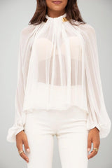 Elisabetta Franchi Blusa Donna in creponne con collo gioiello