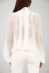 Elisabetta Franchi Blusa Donna in creponne con collo gioiello