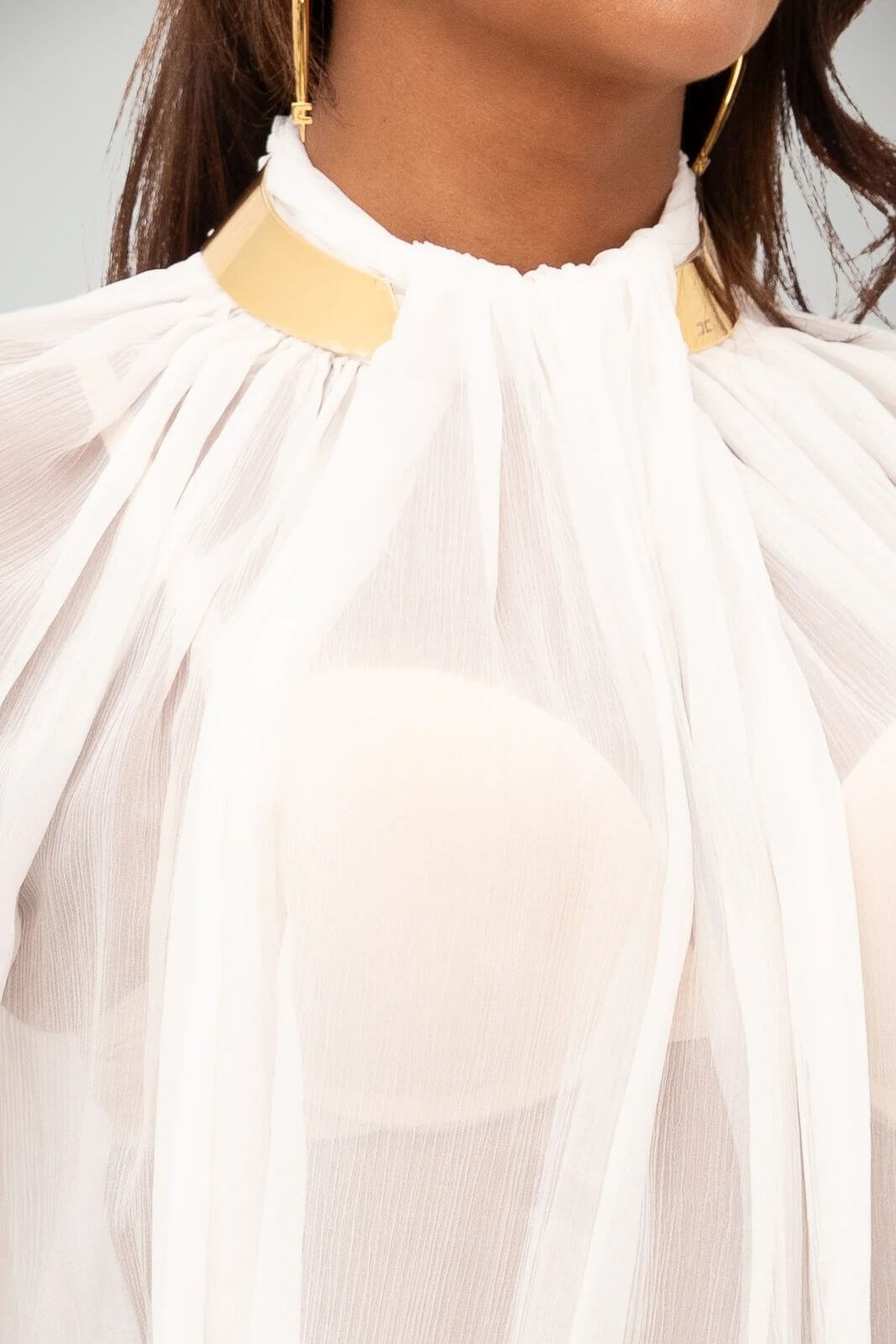 Elisabetta Franchi Blusa Donna in creponne con collo gioiello