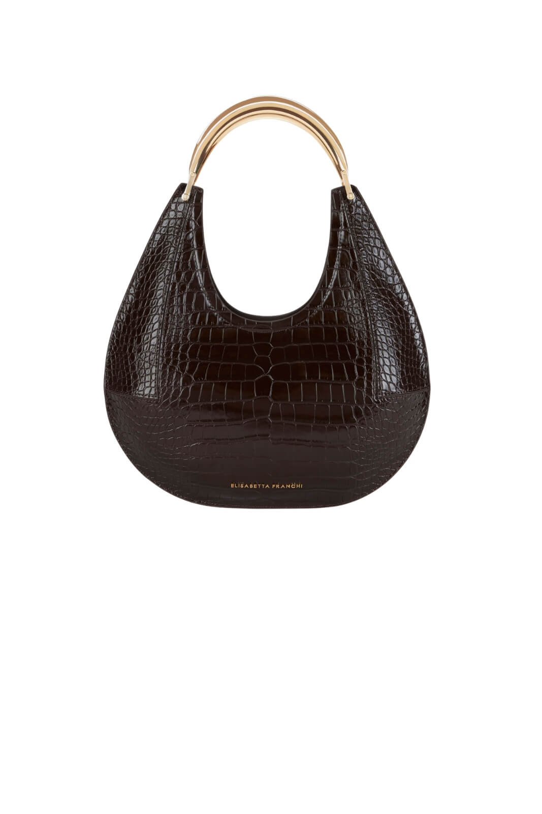 Borsa hobo da donna Elisabetta Franchi  con manico dorato e stampa cocco fronte