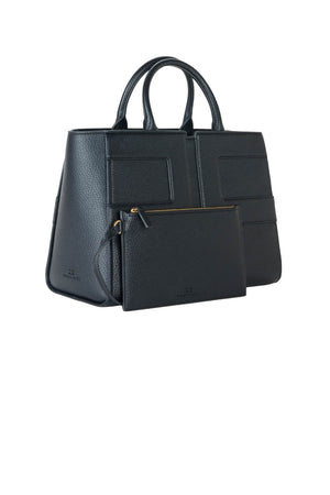 Borsa da donna Elisabetta Franchi shopper con maxi logo in ecopelle martellata lato