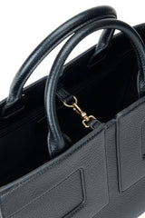 Borsa da donna Elisabetta Franchi shopper con maxi logo in ecopelle martellata dettaglio