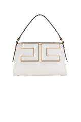 Borsa tote da donna Elisabetta Franchi con logo e tracolla fronte color burro