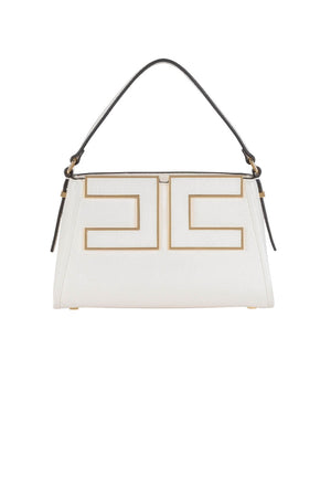 Borsa tote da donna Elisabetta Franchi con logo e tracolla fronte color burro