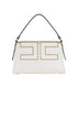 Borsa tote da donna Elisabetta Franchi con logo e tracolla fronte color burro