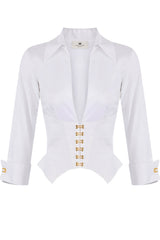 Camicia da donna Elisabetta Franchi con ganci in metallo fronte