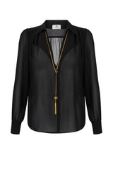 Blusa da donna Elisabetta Franchi in georgette con collana fronte