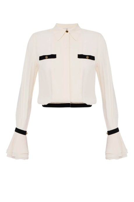 Camicia da donna Elisabetta Franchi in georgette con polsi a campana fronte