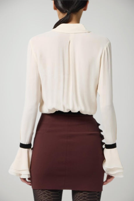 Camicia da donna Elisabetta Franchi in georgette con polsi a campana retro