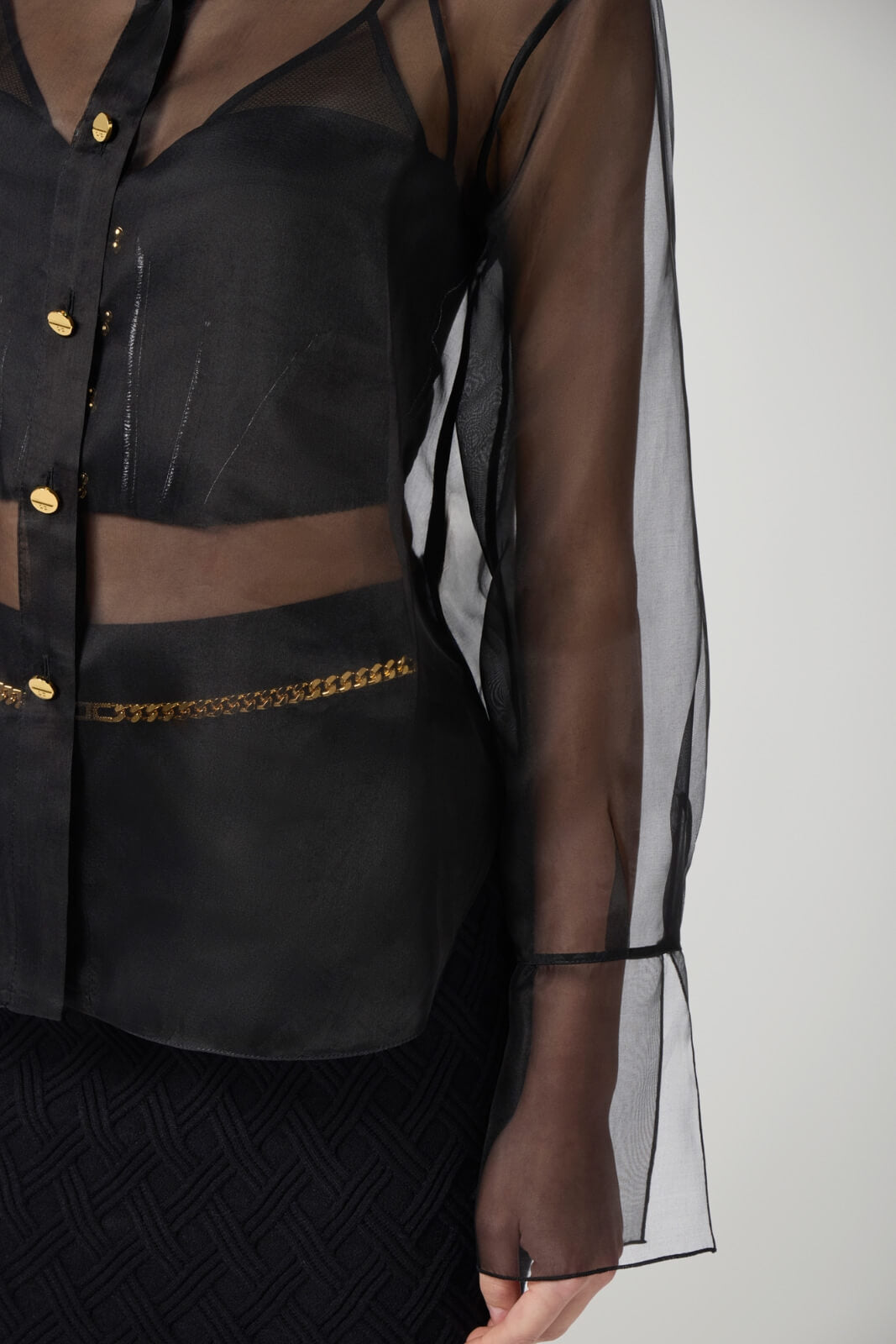 Camicia da donna Elisabetta Franchi in seta trasparente con bottoni dettaglio