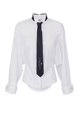 Camicia da donna Elisabetta Franchi in popeline con cravatta fronte