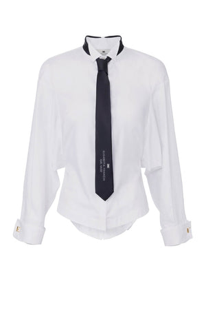 Camicia da donna Elisabetta Franchi in popeline con cravatta fronte