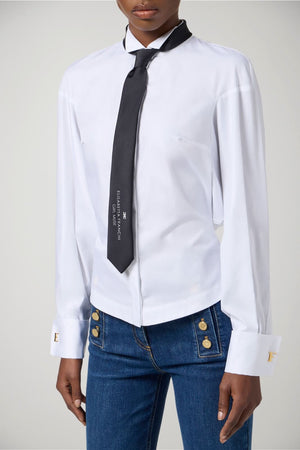 Camicia da donna Elisabetta Franchi in popeline con cravatta fronte 1