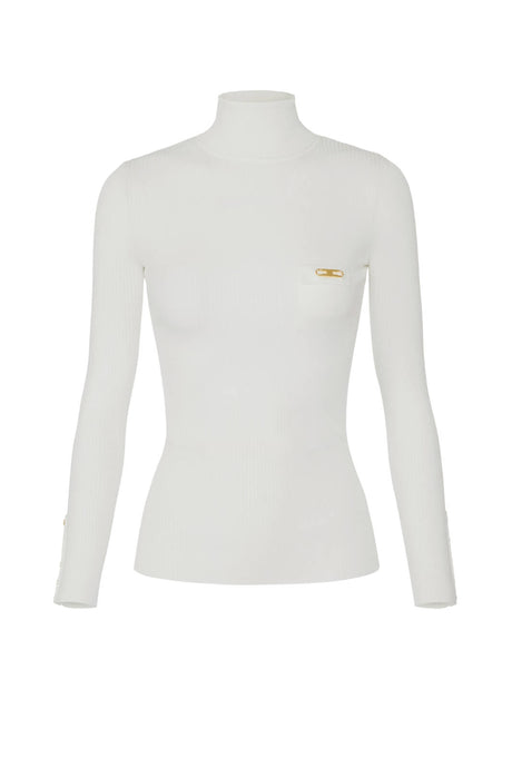 Dolcevita da donna Elisabetta Franchi con taschino fronte avorio