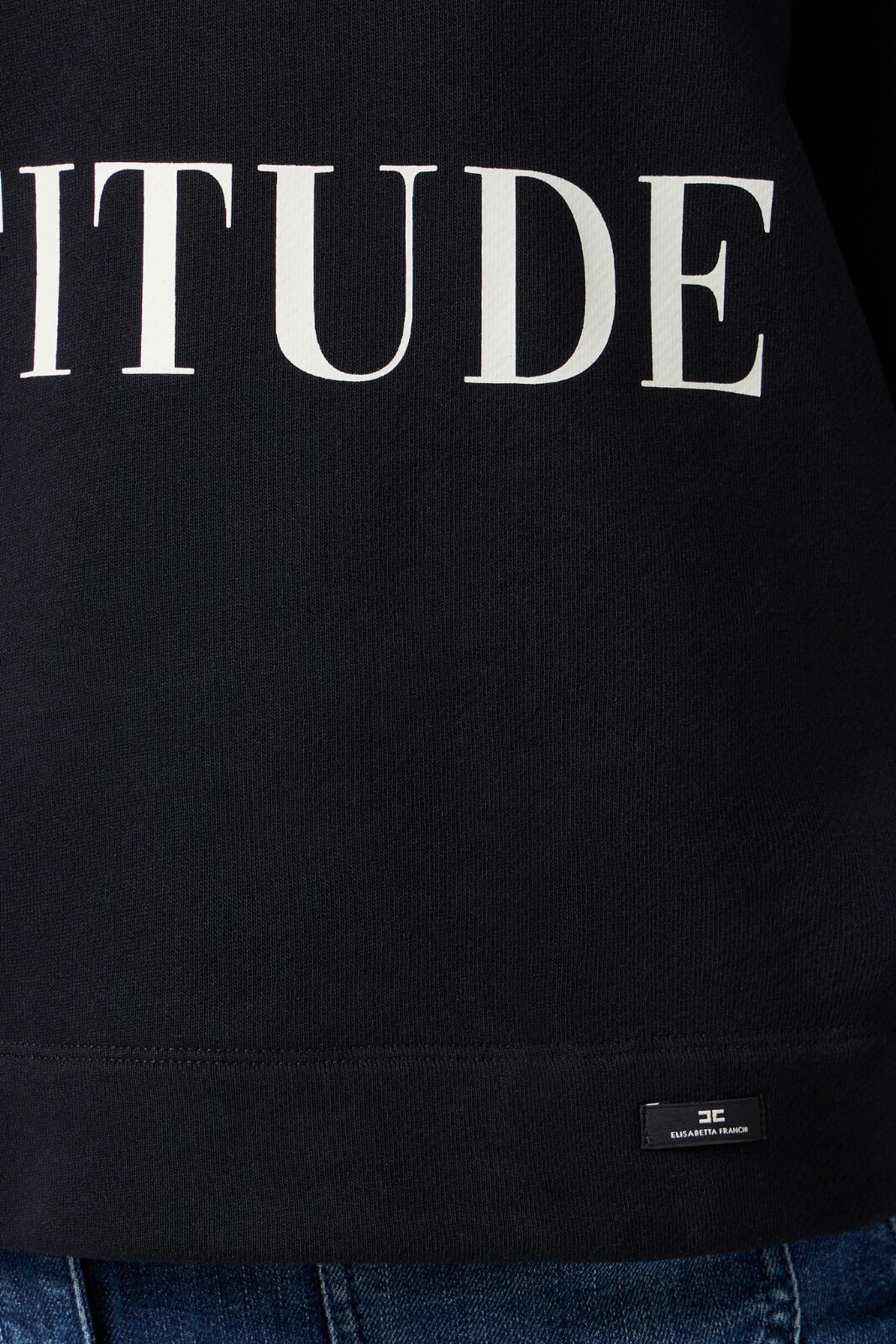 Felpa da donna Elisabetta Franchi a girocollo con maxi stampa lettering dettaglio