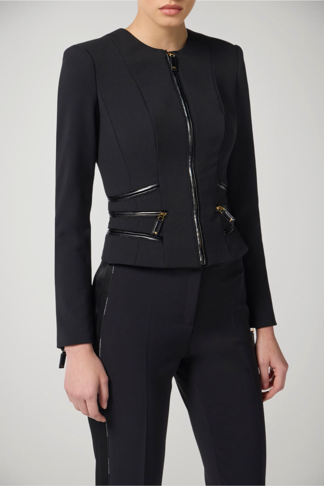 Giacca da donna Elisabetta Franchi in crepe con zip fronte 1