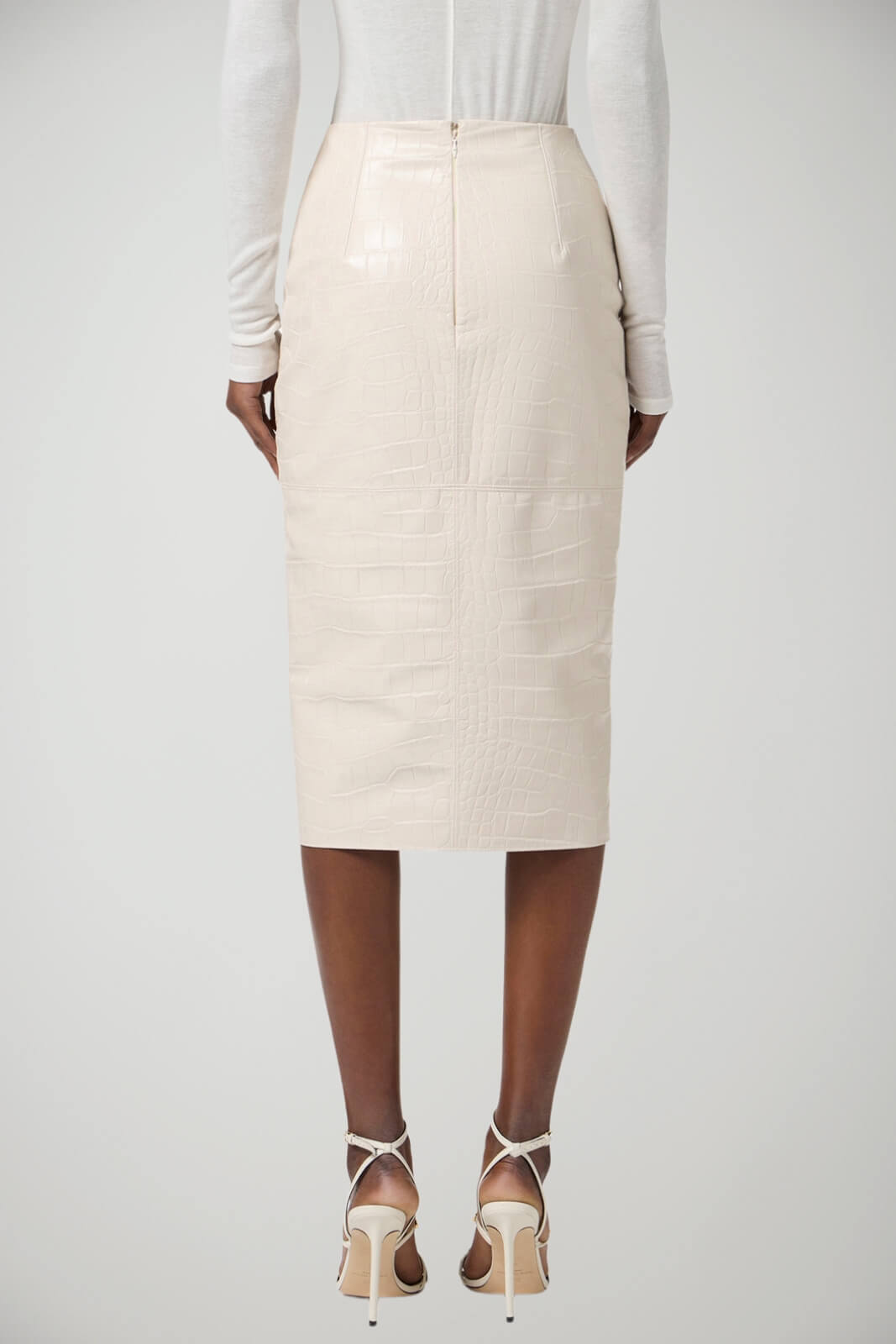 Gonna Elisabetta Franchi a tubino in ecopelle stampa cocco retro