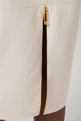 Gonna Elisabetta Franchi a tubino in ecopelle stampa cocco dettaglio