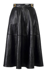 Gonna Elisabetta Franchi a ruota in ecopelle con fondo svasato fronte