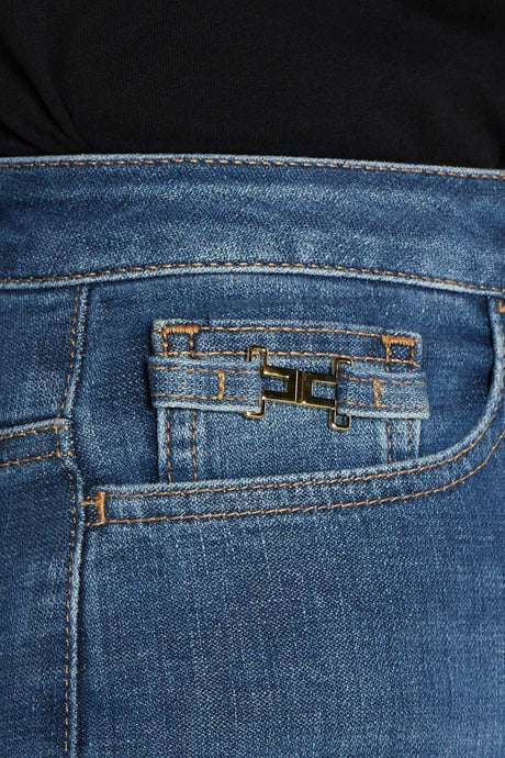 Jeans donna Elisabetta Franchi flare a zampetta dettaglio