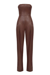 Tuta da donna Elisabetta Franchi in ecopelle con collo bustier fronte