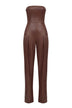 Tuta da donna Elisabetta Franchi in ecopelle con collo bustier fronte