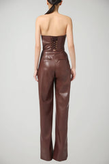 Tuta da donna Elisabetta Franchi in ecopelle con collo bustier retro