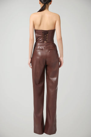 Tuta da donna Elisabetta Franchi in ecopelle con collo bustier retro