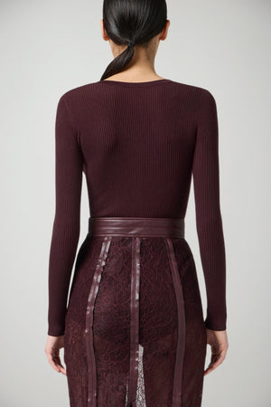 Maglia da donna Elisabetta Franchi scollo a V a costine retro