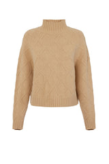 Maglione donna Elisabetta Franchi a dolcevita in trama losanghe fronte