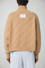 Maglione donna Elisabetta Franchi a dolcevita in trama losanghe retro
