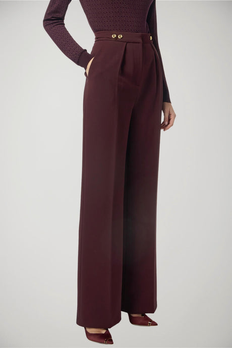 Pantaloni da donna Elisabetta Franchi in crepe con gioiello posteriore fronte 1